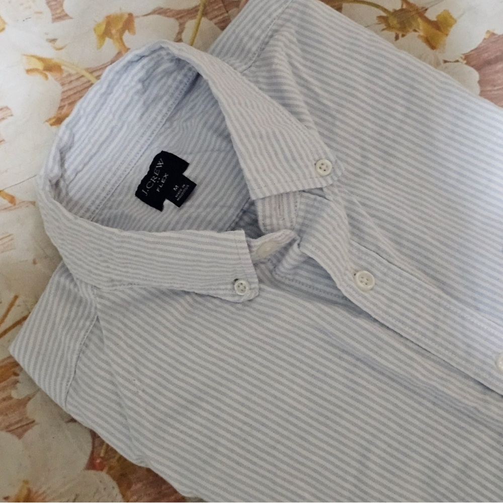 Men’s J.Crew Long Sleeve Blue Stripe Shirt Medium Classic Fit